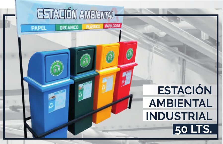 Estación ambiental industrial 50 lts, 4 módulos
